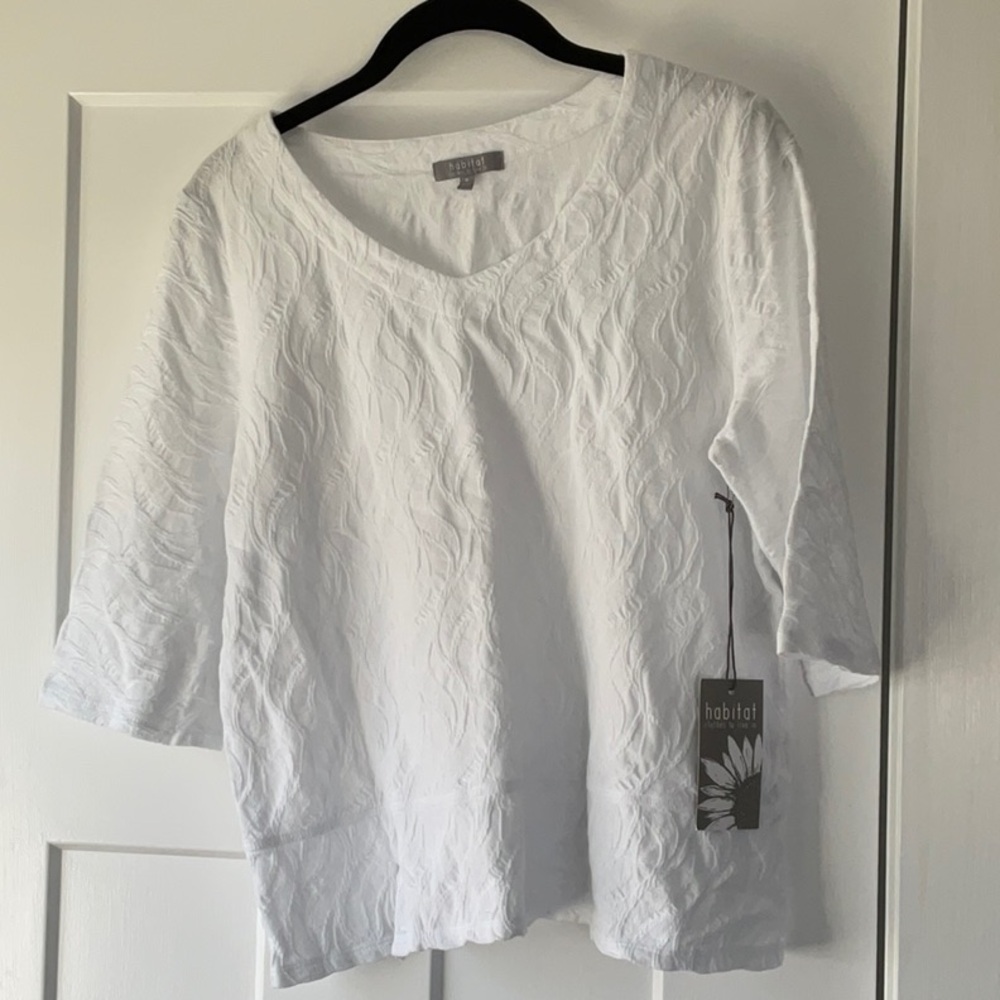 White elbow length Sleeve Top